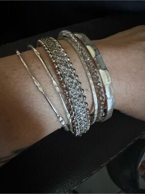 Silver Multi-Stack Bracelet Set - Silver
